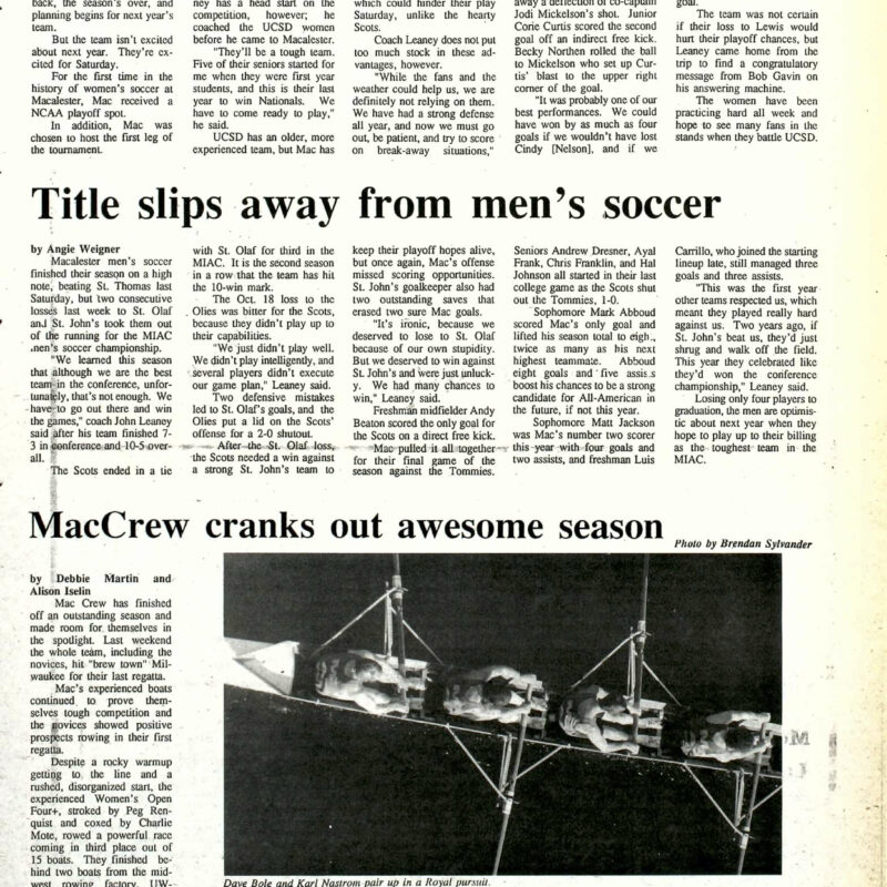 Women and men's soccer, MacCrew